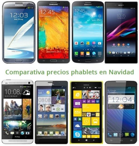 Comparativa precios phablets con los operadores en Navidad