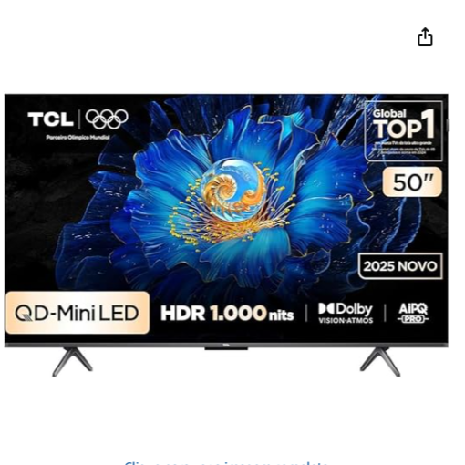 Smart TV TCL 50 Polegadas QLED Mini LED 4K C6KS WiFi Bluetooth Google TV HDR10+ Dolby Atmos 50C6KS
