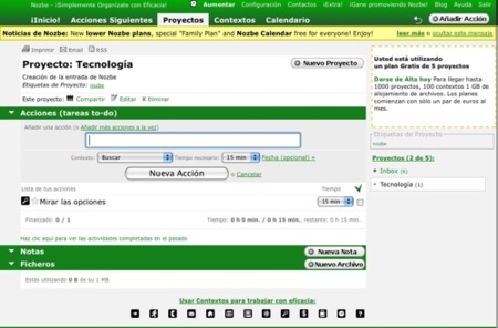 Nozbe, ahora en español y con calendario disponible