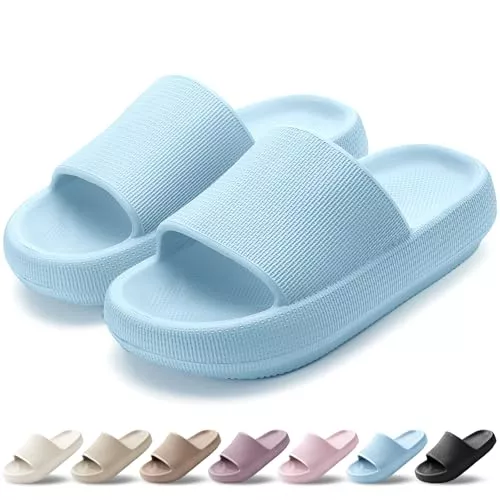 HEOAARG Zapatillas de Estar por Casa Mujer Hombre Zapatillas Nube Suave Chanclas de Baño Ligeras Pantuflas Chancletas Slippers Antideslizante Transpirables，Azul Claro，40-41 EU
