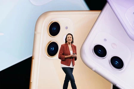 新しい副社長の一人、カイアン・ドランス氏がiPhone11の基調講演に登壇。