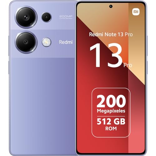 Xiaomi Redmi Note 13 Pro 4G - Smartphone de 12+512 GB, Pantalla de 6,67" AMOLED FHD+ 120Hz, Mediatek Helio G99 Ultra, Triple cámara de hasta 200MP, Hypercharge 67W, Morado (Versión ES)