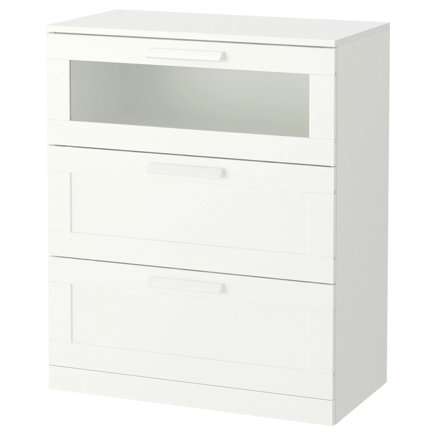BRIMNES Cómoda de 3 cajones, blanco/vidrio esmerilado, 78x46x95 cm