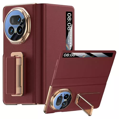 Heioloo Funda para Honor Magic V5 Cover con Soporte Plegable, Giratorio Soporte Magnético Case, Ultradelgado Premium PU Cuero Atrás Case, Antideslizante Antigolpes Funda de Silicona Flexible