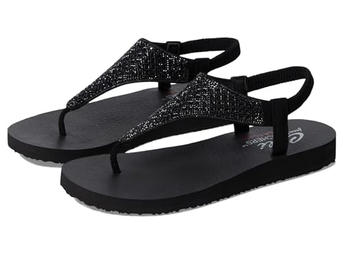 Skechers Cali, Sandalia Mujer,Borde de Diamantes de Imitación Mitobuck Negro, 36 EU
