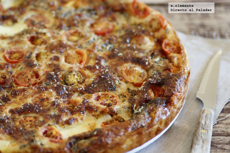 Tarta salada de mozzarella, tomates y sardinas. Receta