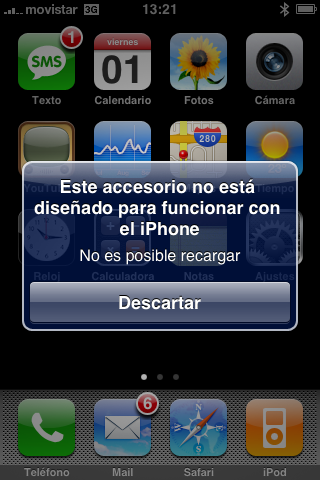Los cargadores de iPod con cable firewire no valen para el iPhone 3G