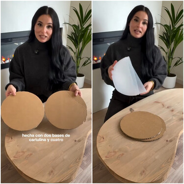 No lo sabía, pero con con cartón reciclado y estos recipientes de cocina puedes hacer tú mismo esta preciosa mesa auxiliar