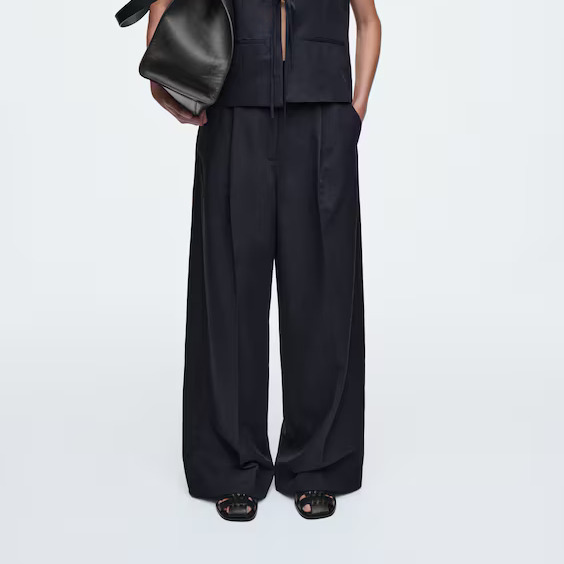 PANTALONES PERNERAS ANCHAS MEZCLA LINO RELAXED FIT