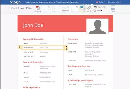 既製の履歴書サンプルを含む専門的な履歴書を作成してダウンロードする Cvlogin