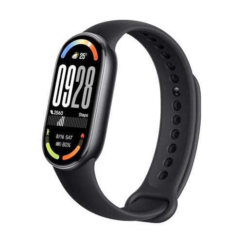 XIAOMI Smartband 10, Pulsera de Actividad, Pantalla AMOLED de 44mm, Carga rápida, 150+ Modos Deportivos, Monitorización de Salud y sueño, HyperOS 2.0, Impermeable 5ATM, Brújula, Negro
