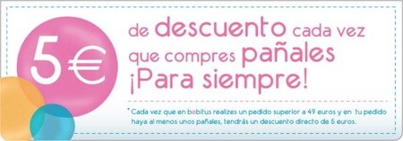 Consigue un descuento de 5 euros en pañales con Bebitus