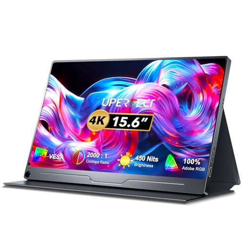 UPERFECT Monitor Portátil 4K 15,6" 3840x2160 IPS UHD Pantalla, Montaje VESA