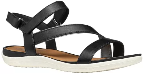 Geox D Sandal Vega A, Sandalia Deportiva Mujer, Black, 35 EU