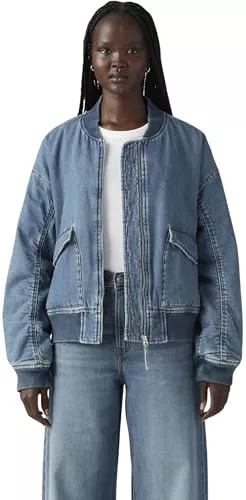 Levi's Mujer Camisa Cazadora bomber con bolsillo con solapa, Standard Fit, Azul (Romantic Rewind), L