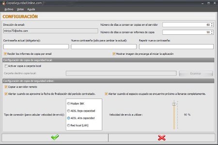 Configuración aplicación