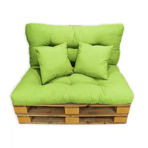 Acomoda Textil - Cojines Sofá Palets. Conjunto 4 Piezas para Palet, Asiento 120x80 cm + Respaldo + 2 Cojines. Cómodo y Elegante para Interior y Exterior. NO Incluye PALETS. (Pistacho)