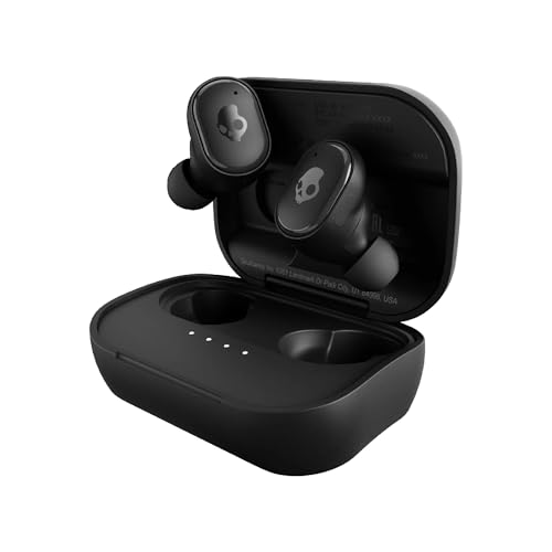 Skullcandy Grind Auriculares In-Ear Inalámbricos, 40 h de Autonomía, Skull-iQ, Habilitados para Alexa, Micrófono, Compatibles con iPhone Android y Dispositivos Bluetooth, Negro