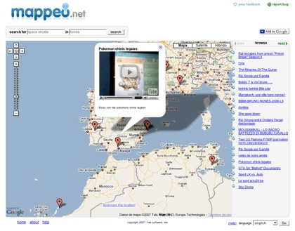 Mappeo, buscando los vídeos geolocalizados de YouTube en el mapa