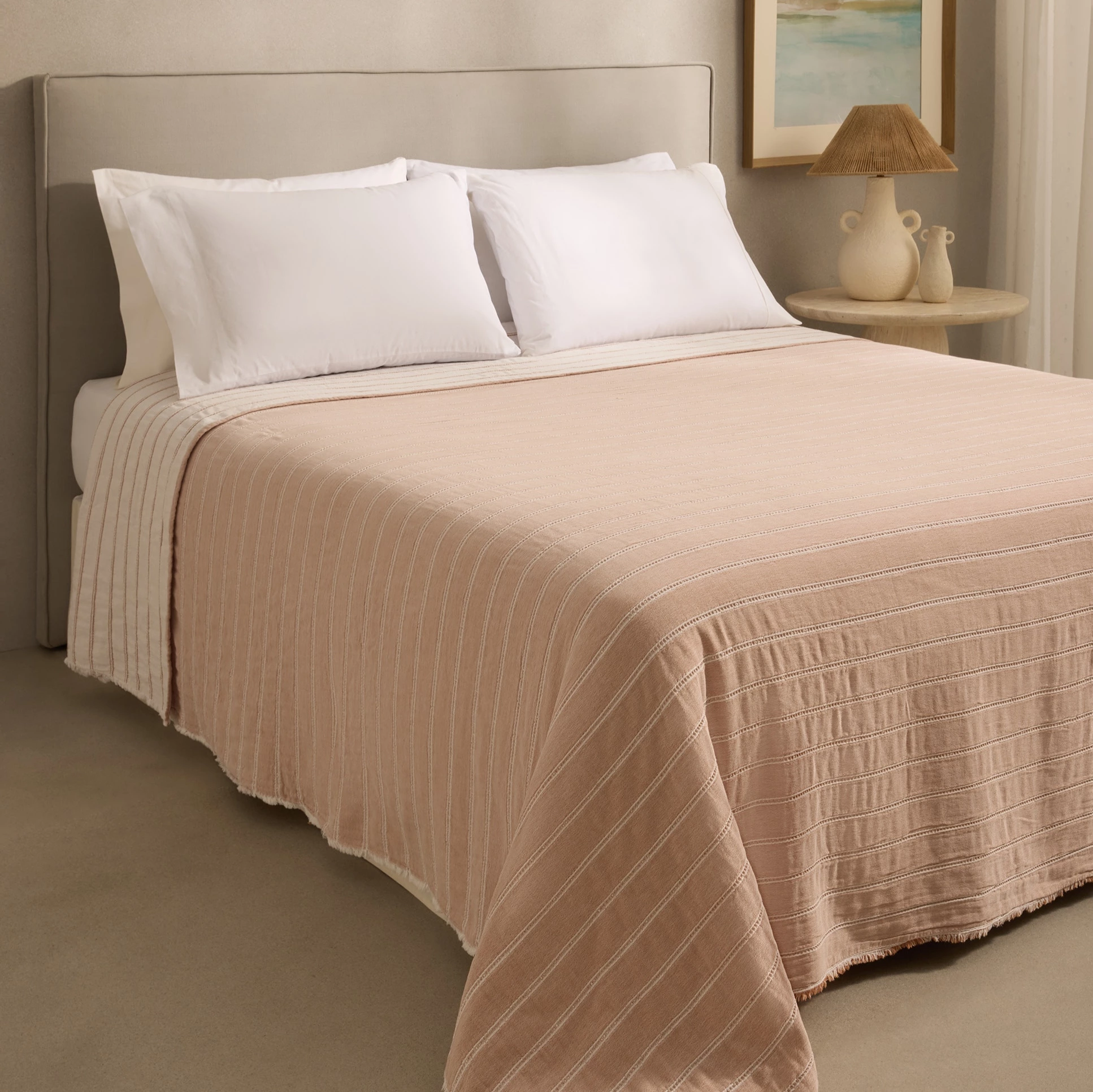 Colcha algodón y lino Nac Terracota Cama 90 cm
