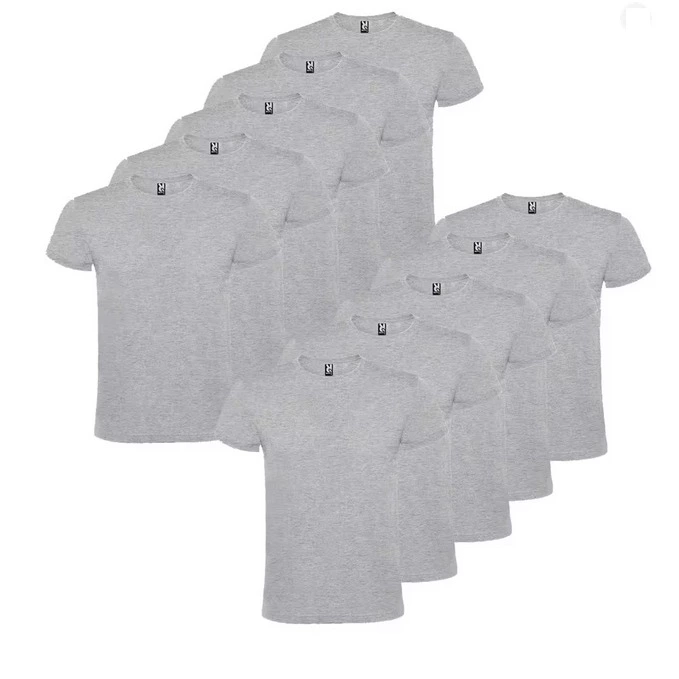 ROLY Pack 10 camisetas básicas de algodón, Unisex, Gramaje 150g/m2, Cuello redondo y Manga corta tubular Tallas S-XL. Varios colores. Cupón MAES194