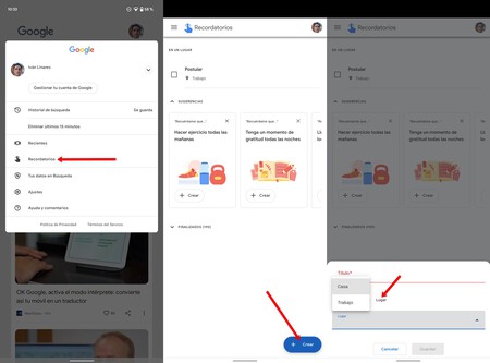 Google Assistant Recordatorio Ubicaciones