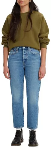 Levi's 501 Crop Vaqueros, Medium Indigo Worn In, 26W / 26L Mujer