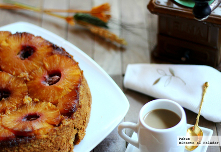 Receta sencilla de bizcocho tatin de piña