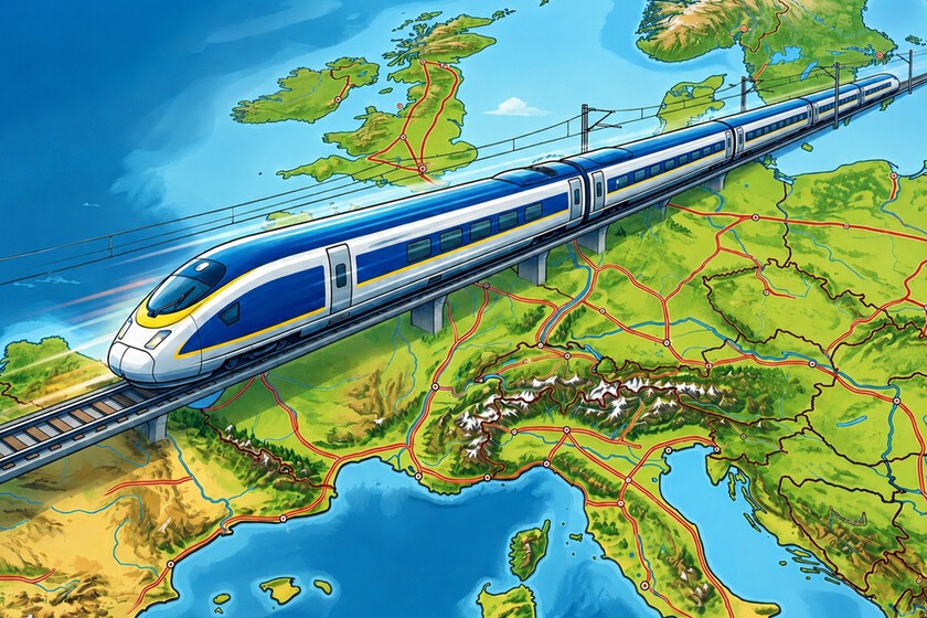 El mapa del  metro europeo  de Starline conecta Madrid y Barcelona con el resto del continente. La alternativa oficial de la UE es mucho mejor