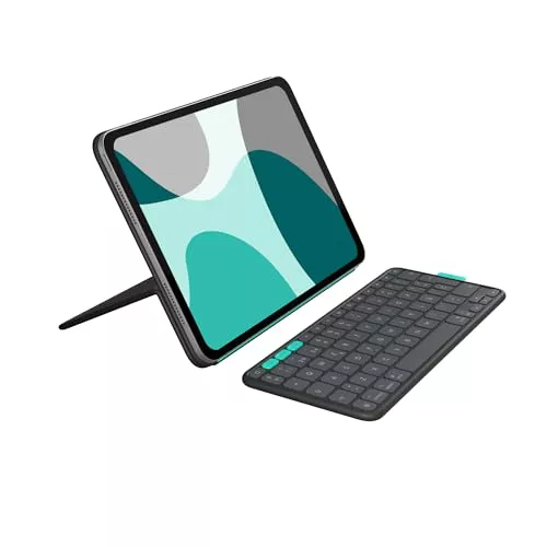 Logitech Flip Folio, funda con teclado para iPad Pro (M4) y iPad Air de 11 pulgadas (M2 y M3) (5.ª generación, 2024) Funda protectora con Bluetooth almacenable, multidispositivo, QWERTY ESP - Grafito
