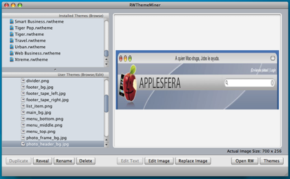 RWThememiner crea temas para RapidWeaver