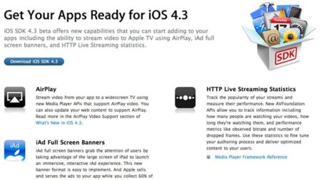 Apple lanza la beta de iOS 4.3 con creación de Hotspot, un AirPlay más abierto y nuevos gestos en el iPad