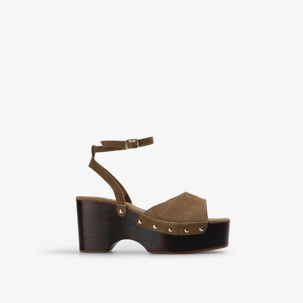 Sandalias de tacón de mujer con plataforma y acabado en ante Topo Scalpers

