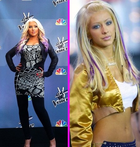 Christina Aguilera reaparece con mechas moradas doce años después
