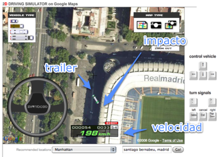 Prueba un simulador de conducción sobre Google Maps