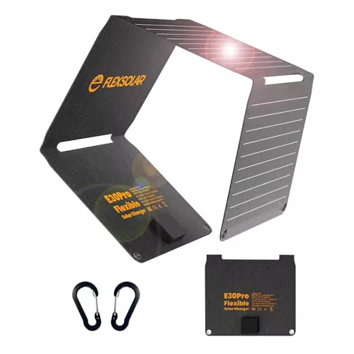 FlexSolar Panel solar plegable portátil de 30 W QC3.0 18 W USB-A USB-C
