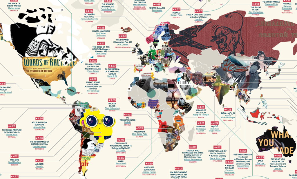 These Are the Highest-Rated Books Online in Every Country Illustrated on a Fantastic Map