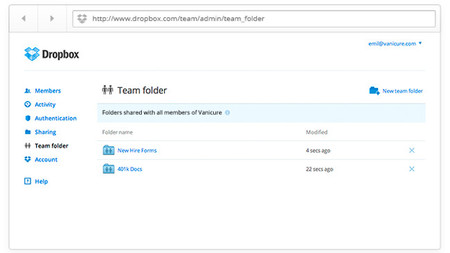 Dropbox incorpora carpetas compartidas para equipos