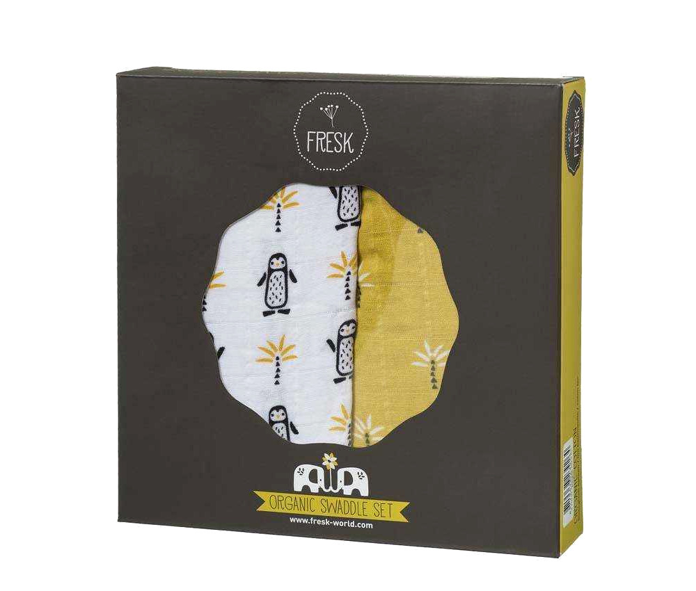 PACK 2 MUSELINAS ALGODÓN ORGÁNICO FRESK - PINGÜINO