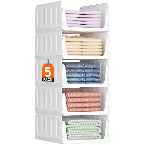 Lifewit Organizador de Armario Apilables y Extensibles para Ropa, 5 Pack