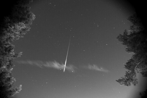 Chuva de meteoros Perseidas registrada em Farsta, na Suécia. Crédito: Bengt Flodqvist
