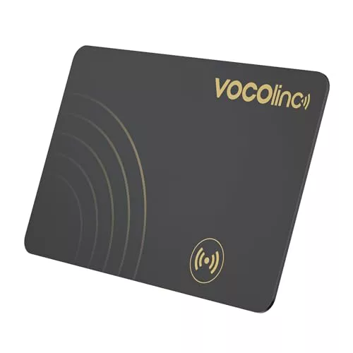 VOCOlinc Wallet Tracker Card Delgado 1.6mm, Smart Tracker Localizador Compatible con Apple Buscar App (Solo iOS, NO para Android), Buscador de Objetos para Cartera, Maletas, Pasaporte, Negro
