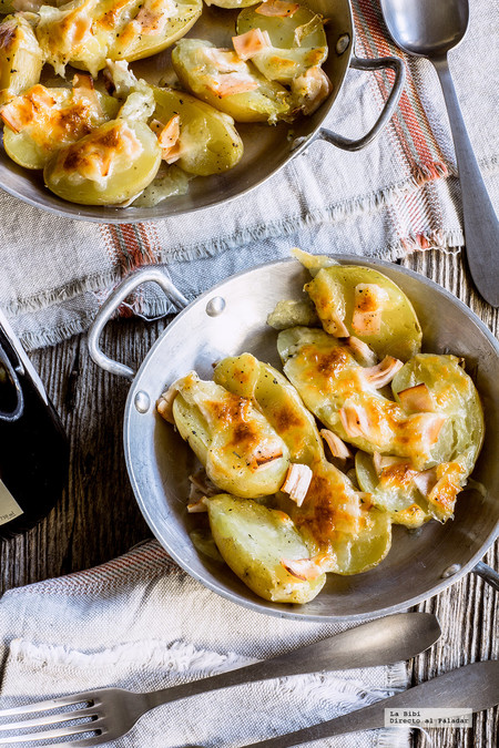 Papitas gratinadas con jamón y queso. Recetas fácil