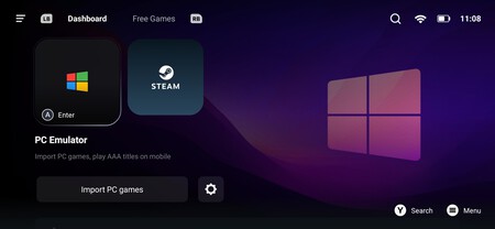 Captura de tela do 'Gamehub' para Android: o aplicativo que permite executar jogos do Windows graças à camada de compatibilidade Proton.