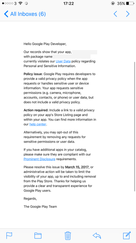 Google Warning