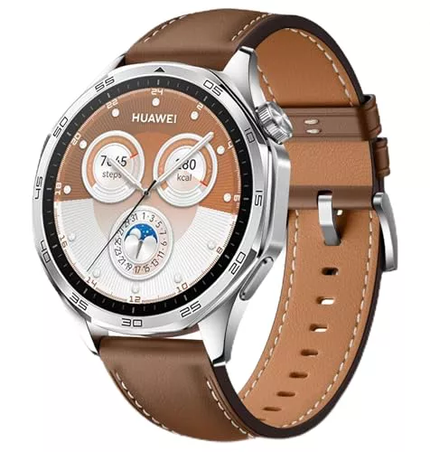 GIOPUEY Correas Compatible con Huawei Watch GT 6/GT 5 46mm/GT6 Pro/GT5 Pro, piel genuina La Correa [Resistente al Desgaste] [Transpirable] Pulsera - Brown