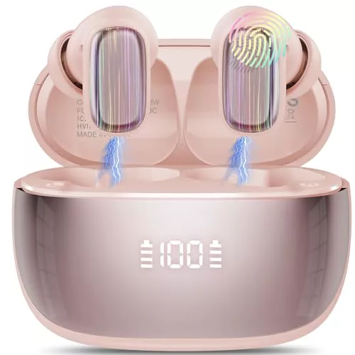 2025 Conyat Auriculares Traductores de Idiomas, 3en1 AI Auriculares Traductor en Tiempo Real 164 Idiomas y 6 Modos de Traducción, 40H Bluetooth 5.4 Cascos Inalambricos para Viajes, Reuniones, Oro Rosa