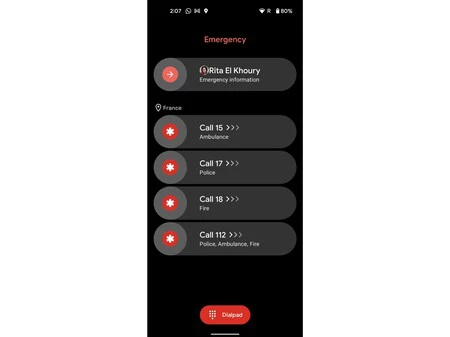 フランスの緊急電話番号は異なります。 Android Police からの画像