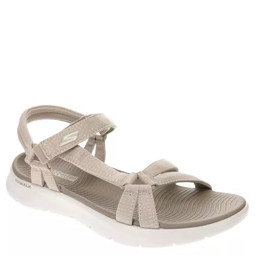 Skechers Sandal, Sandalias Go Walk Flex Sublime Mujer, Tela Gris Pardo, 37 EU