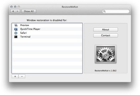 RestoreMeNot, controlando a tu gusto la restauración de programas en OS X Lion